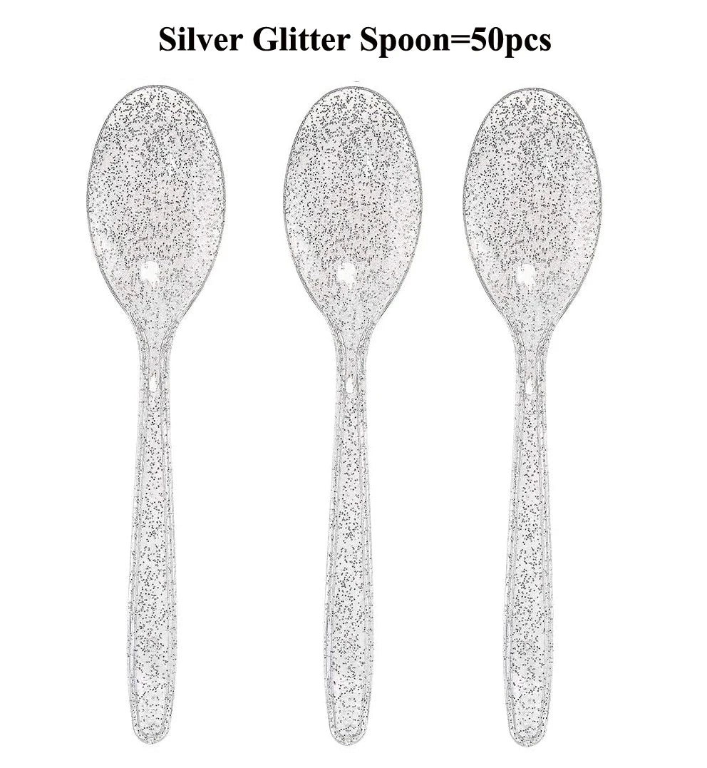 75 Pieces Gold Plastic Silverware- Party Flatware Set-Heavyweight Plastic Cutlery- Includes 25 Forks, 25 Spoons, 25 Knives - Slobuy
