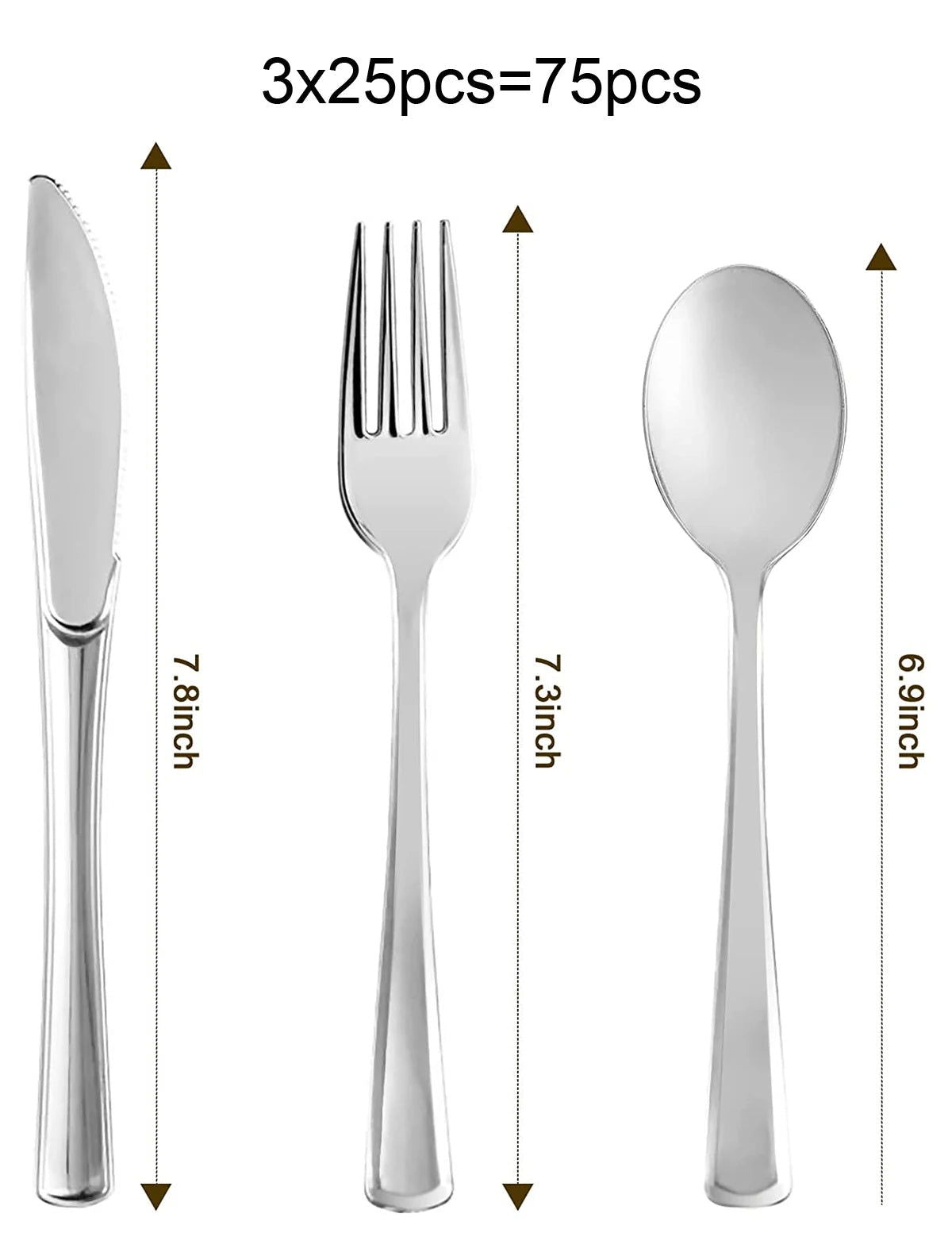 75 Pieces Gold Plastic Silverware- Party Flatware Set-Heavyweight Plastic Cutlery- Includes 25 Forks, 25 Spoons, 25 Knives - Slobuy