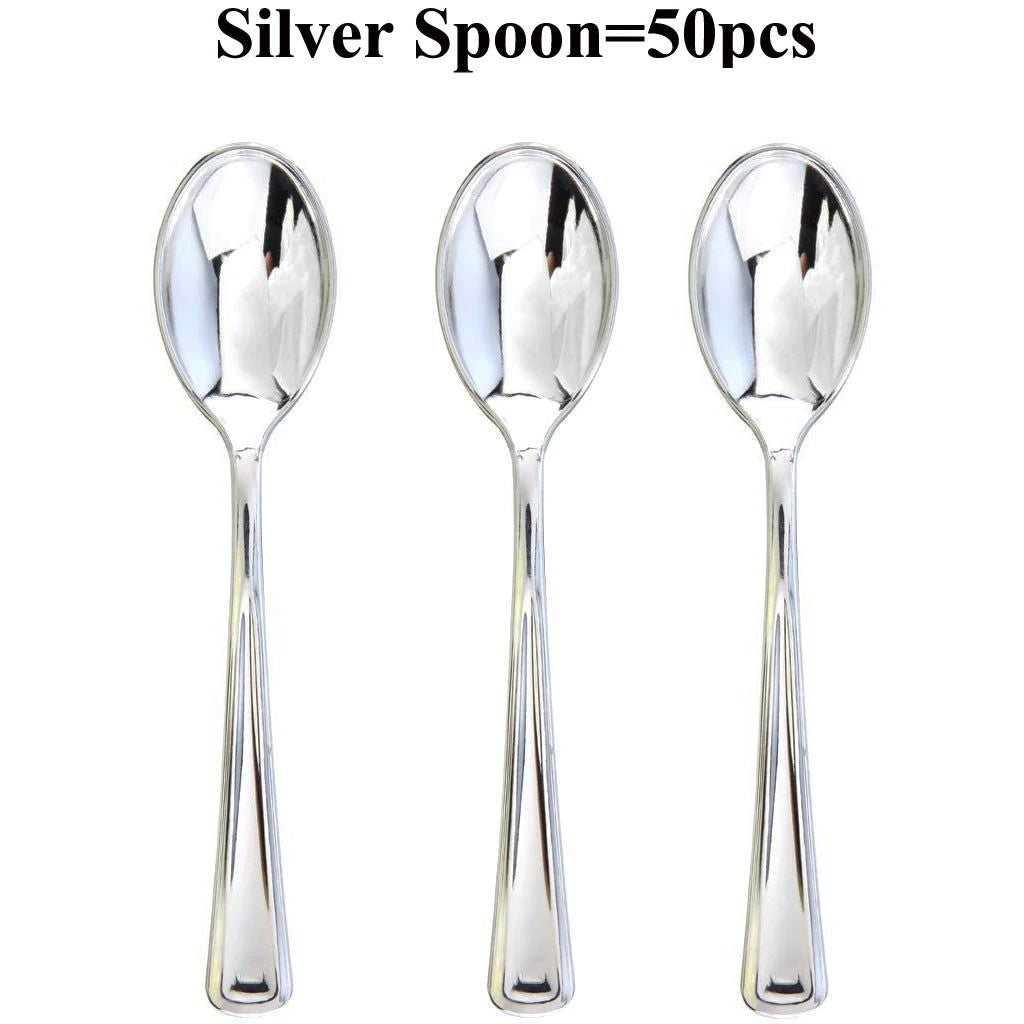 75 Pieces Gold Plastic Silverware- Party Flatware Set-Heavyweight Plastic Cutlery- Includes 25 Forks, 25 Spoons, 25 Knives - Slobuy