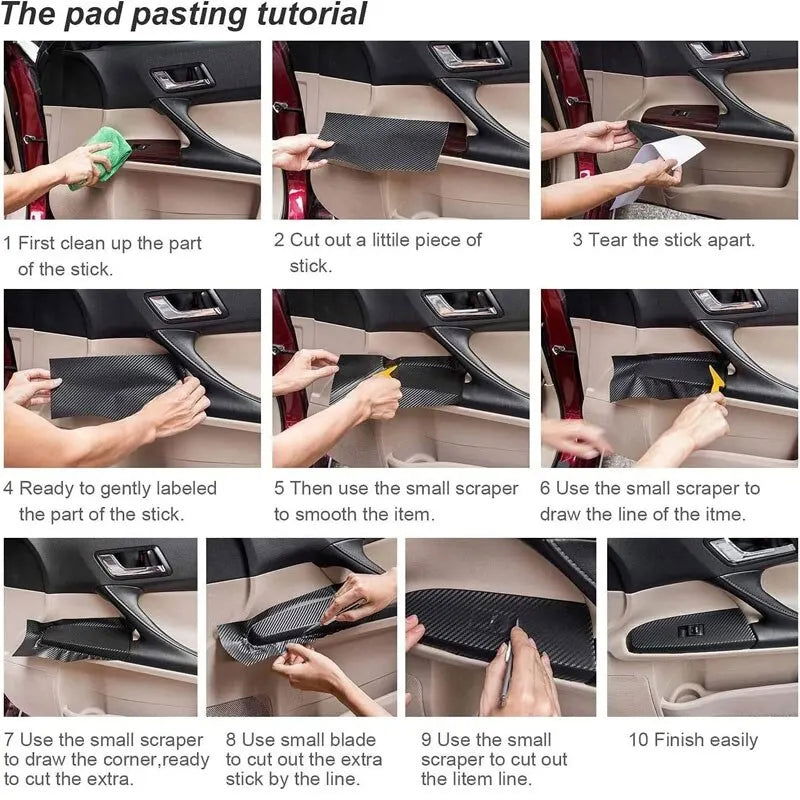 7D Carbon Fiber Car Interior Vinyl Film Decorative Sticker Anti Scratch Protective Film Universal Self Adhesive Car-Styling Trim - Slobuy
