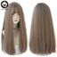 7JHHWIGS Long Straight Synthetic Light Brown Wigs With Bang For Women Heat-Resistant Daily Use Hair Hot Sell Wholesale Wigs - Slobuy