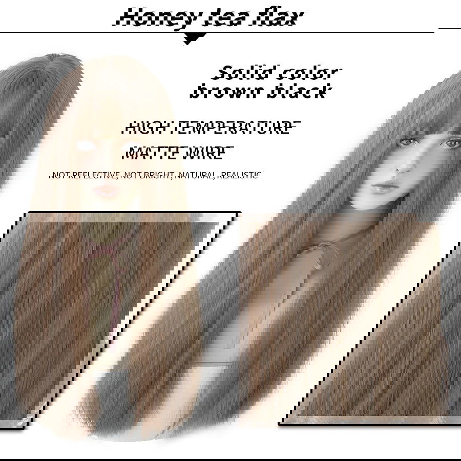 7JHHWIGS Long Straight Synthetic Light Brown Wigs With Bang For Women Heat-Resistant Daily Use Hair Hot Sell Wholesale Wigs - Slobuy