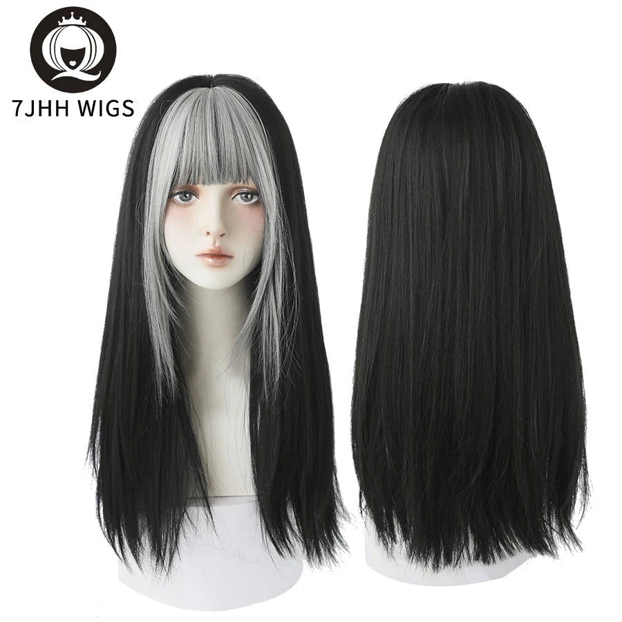 7JHHWIGS Long Straight Synthetic Light Brown Wigs With Bang For Women Heat-Resistant Daily Use Hair Hot Sell Wholesale Wigs - Slobuy