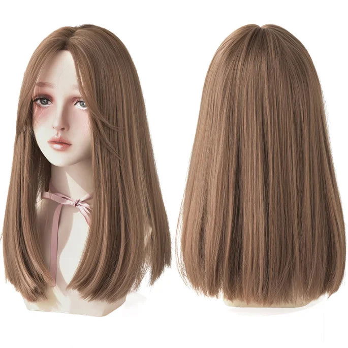 7JHHWIGS Long Straight Synthetic Light Brown Wigs With Bang For Women Heat-Resistant Daily Use Hair Hot Sell Wholesale Wigs - Slobuy