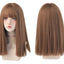 7JHHWIGS Long Straight Synthetic Light Brown Wigs With Bang For Women Heat-Resistant Daily Use Hair Hot Sell Wholesale Wigs - Slobuy