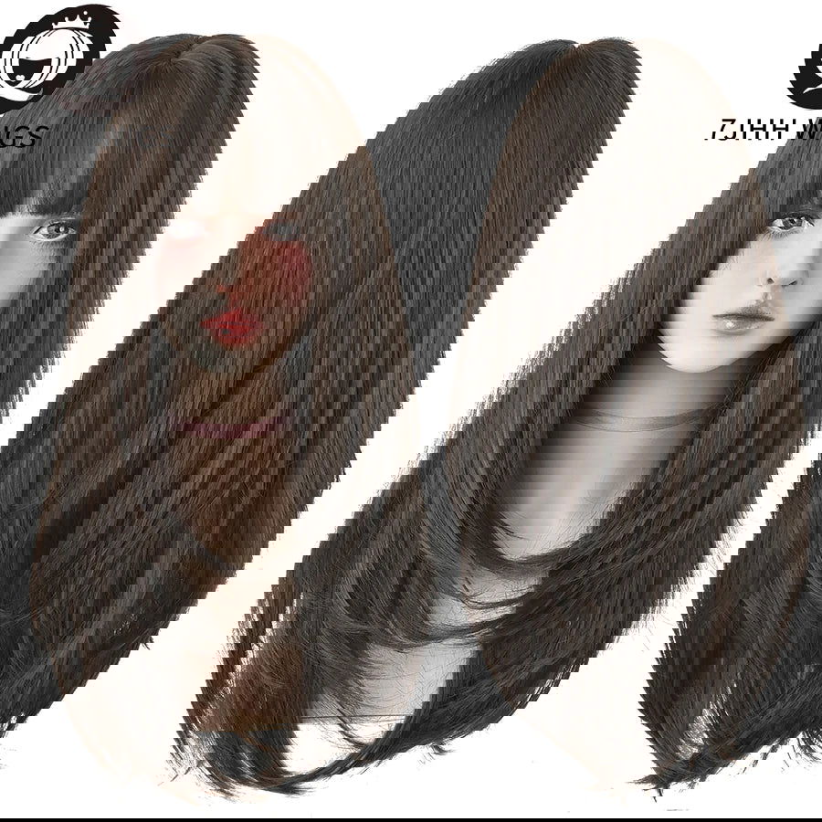 7JHHWIGS Long Straight Synthetic Light Brown Wigs With Bang For Women Heat-Resistant Daily Use Hair Hot Sell Wholesale Wigs - Slobuy