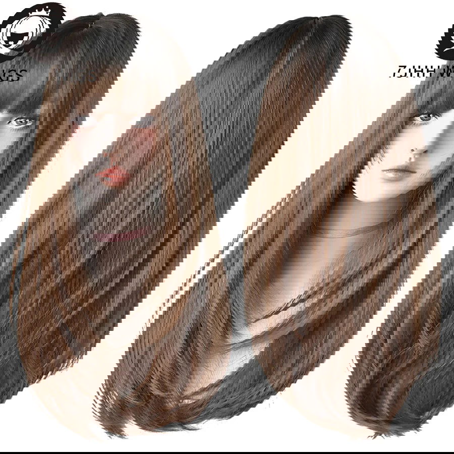 7JHHWIGS Long Straight Synthetic Light Brown Wigs With Bang For Women Heat-Resistant Daily Use Hair Hot Sell Wholesale Wigs - Slobuy