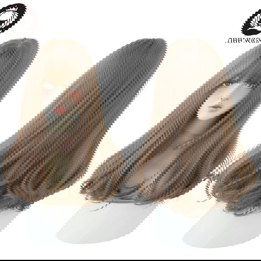 7JHHWIGS Long Straight Synthetic Light Brown Wigs With Bang For Women Heat-Resistant Daily Use Hair Hot Sell Wholesale Wigs - Slobuy