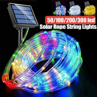 Outdoor Solar Tube Rope Led Light Garden Christmas Decoration Fairy String Light 32m/22M/12M/7M Outdoor Wedding Party Led Lamp - Slobuy