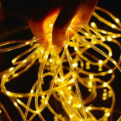 Outdoor Solar Tube Rope Led Light Garden Christmas Decoration Fairy String Light 32m/22M/12M/7M Outdoor Wedding Party Led Lamp - Slobuy