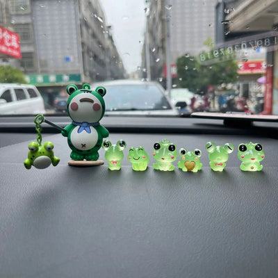 7Pcs Lonely Frog Noctilucent Car Accessories Cartoon Car Center Console Decoration OfficeDesk Computer Screen DecorationDollGift - Slobuy