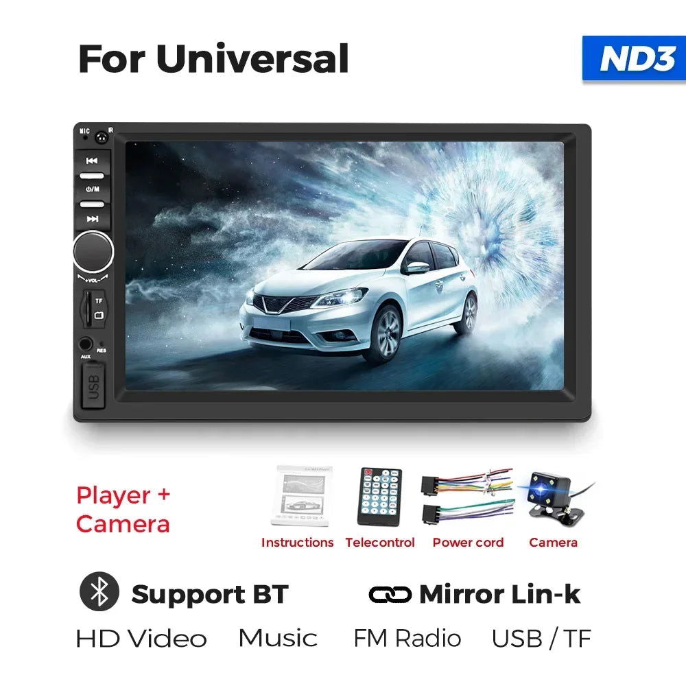 7" For Carplay 2 Din Car Mp5 Radio Touch Screen Stereo FM Audio Stereo MP5 Player SD USB support BT Camera HD Mp5 Autoradio - Slobuy
