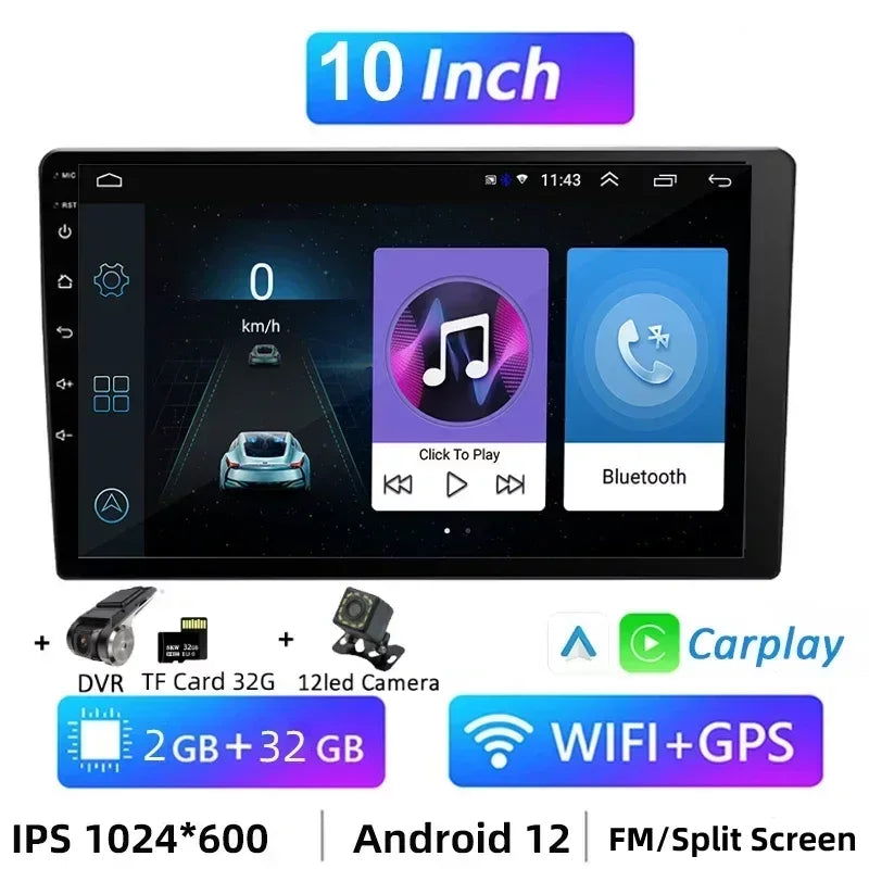 7 Inch 9 Inch 10 Inch 2 Din Android Auto Carplay Car Radio Audio Multimedia Player 32G GPS for Hyundai Toyota Nissan Kia Stereo - Slobuy