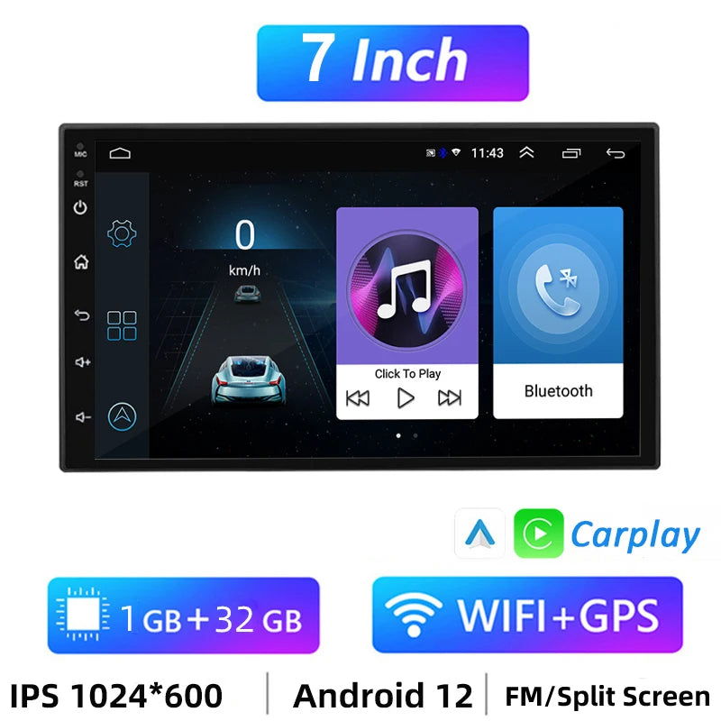 7 Inch 9 Inch 10 Inch 2 Din Android Auto Carplay Car Radio Audio Multimedia Player 32G GPS for Hyundai Toyota Nissan Kia Stereo - Slobuy