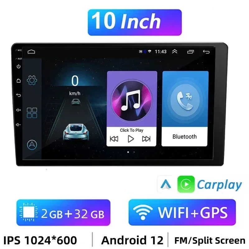 7 Inch 9 Inch 10 Inch 2 Din Android Auto Carplay Car Radio Audio Multimedia Player 32G GPS for Hyundai Toyota Nissan Kia Stereo - Slobuy