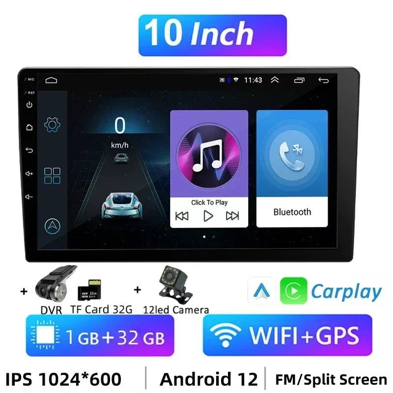 7 Inch 9 Inch 10 Inch 2 Din Android Auto Carplay Car Radio Audio Multimedia Player 32G GPS for Hyundai Toyota Nissan Kia Stereo - Slobuy
