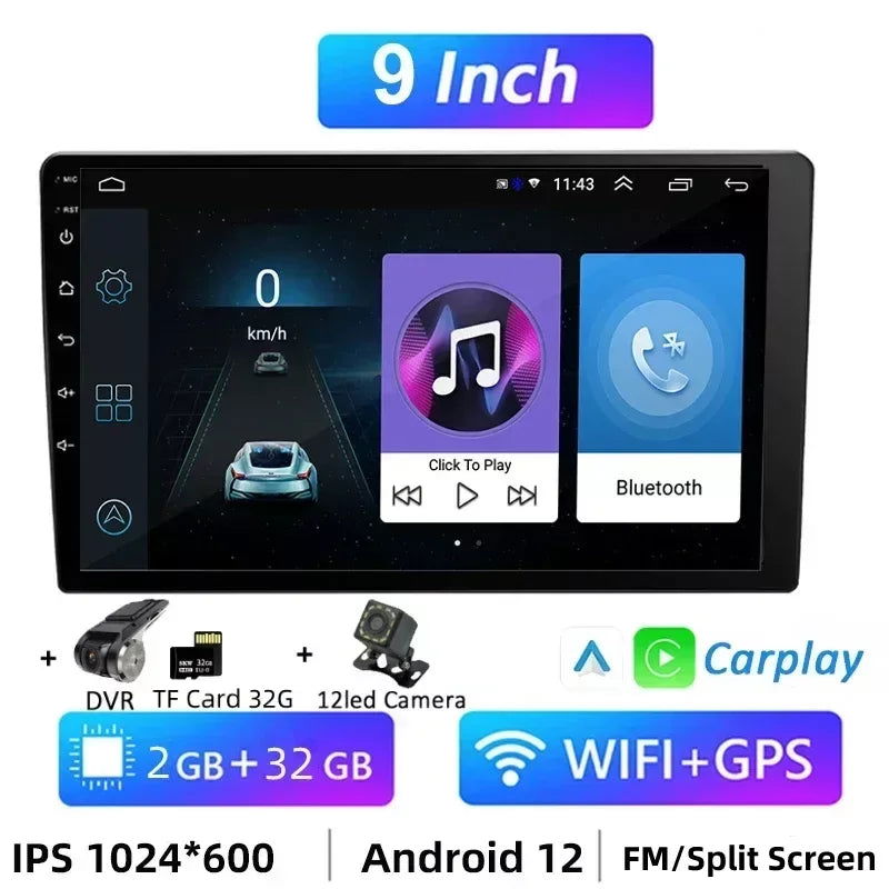 7 Inch 9 Inch 10 Inch 2 Din Android Auto Carplay Car Radio Audio Multimedia Player 32G GPS for Hyundai Toyota Nissan Kia Stereo - Slobuy