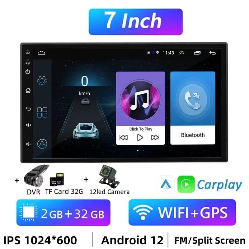 7 Inch 9 Inch 10 Inch 2 Din Android Auto Carplay Car Radio Audio Multimedia Player 32G GPS for Hyundai Toyota Nissan Kia Stereo - Slobuy