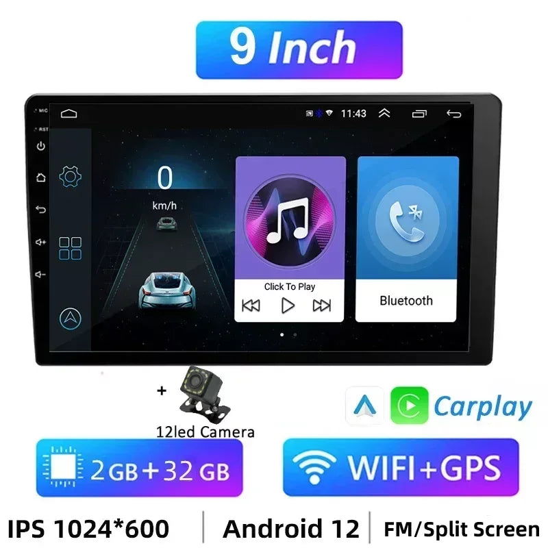 7 Inch 9 Inch 10 Inch 2 Din Android Auto Carplay Car Radio Audio Multimedia Player 32G GPS for Hyundai Toyota Nissan Kia Stereo - Slobuy