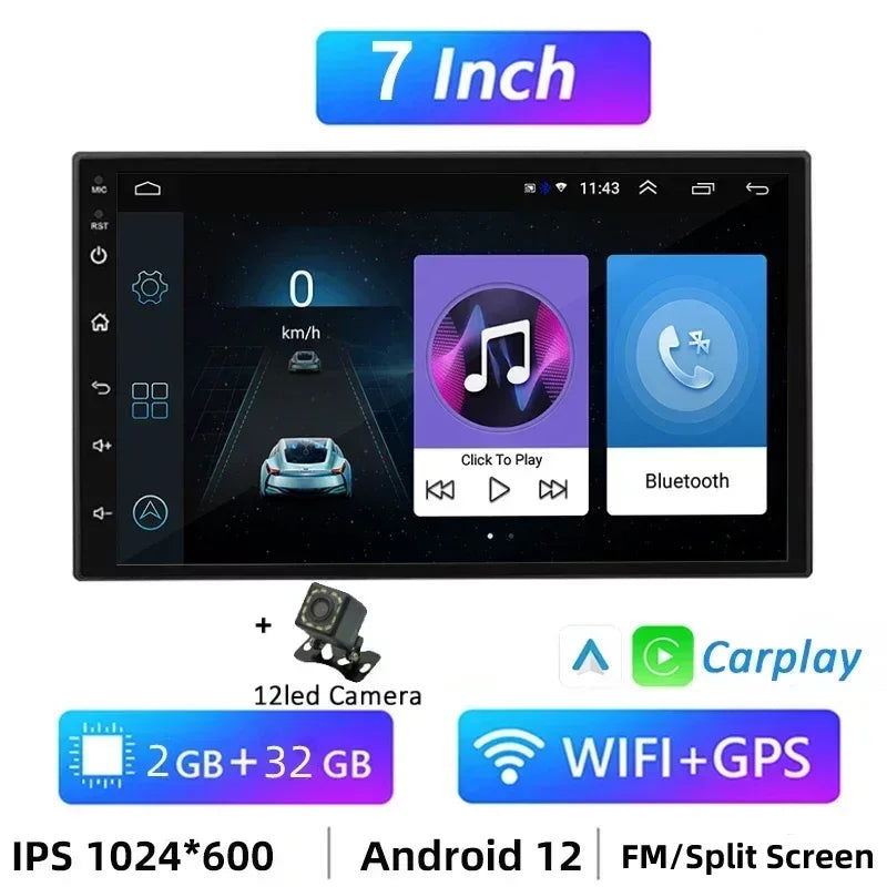 7 Inch 9 Inch 10 Inch 2 Din Android Auto Carplay Car Radio Audio Multimedia Player 32G GPS for Hyundai Toyota Nissan Kia Stereo - Slobuy