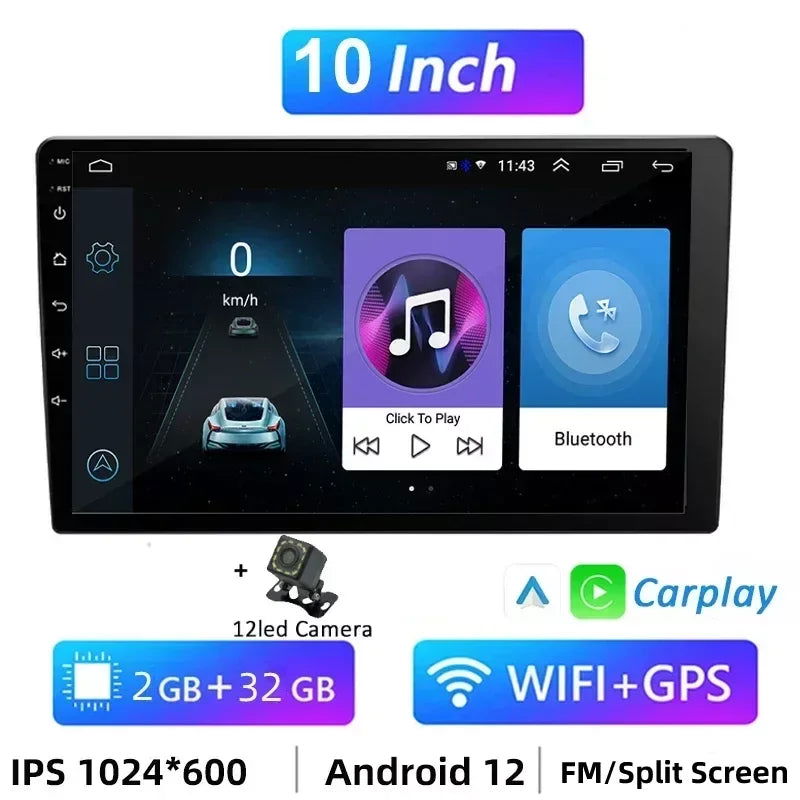 7 Inch 9 Inch 10 Inch 2 Din Android Auto Carplay Car Radio Audio Multimedia Player 32G GPS for Hyundai Toyota Nissan Kia Stereo - Slobuy