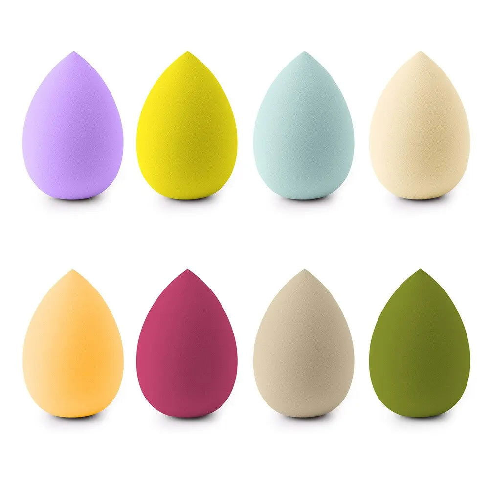 7 PCS Cosmetic Egg Smear Proof Makeup Super Soft Puff Set Pear Shaped Tools Sponge Wet and Dry Dual Use Become Bigger When Expo - Slobuy