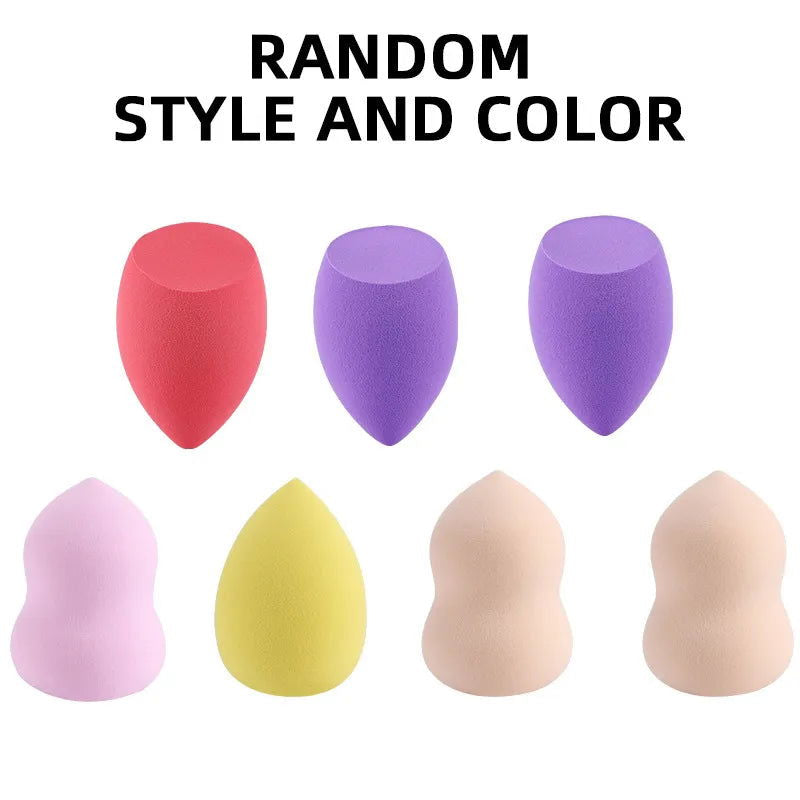 7 PCS Cosmetic Egg Smear Proof Makeup Super Soft Puff Set Pear Shaped Tools Sponge Wet and Dry Dual Use Become Bigger When Expo - Slobuy