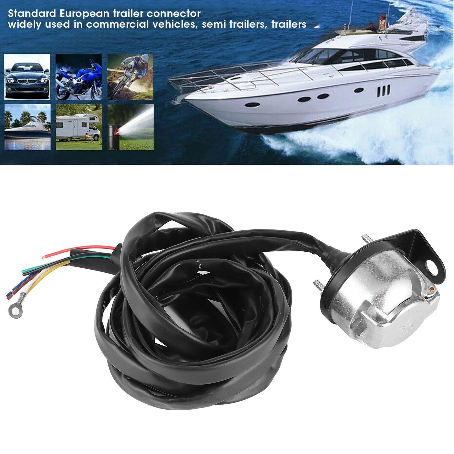 7 Pin RV LED Replacement Trailer Connector Socket Wiring Plug 2m Cable for Commercial Vehicles Semi Trailers RV Boat Accessories - Slobuy