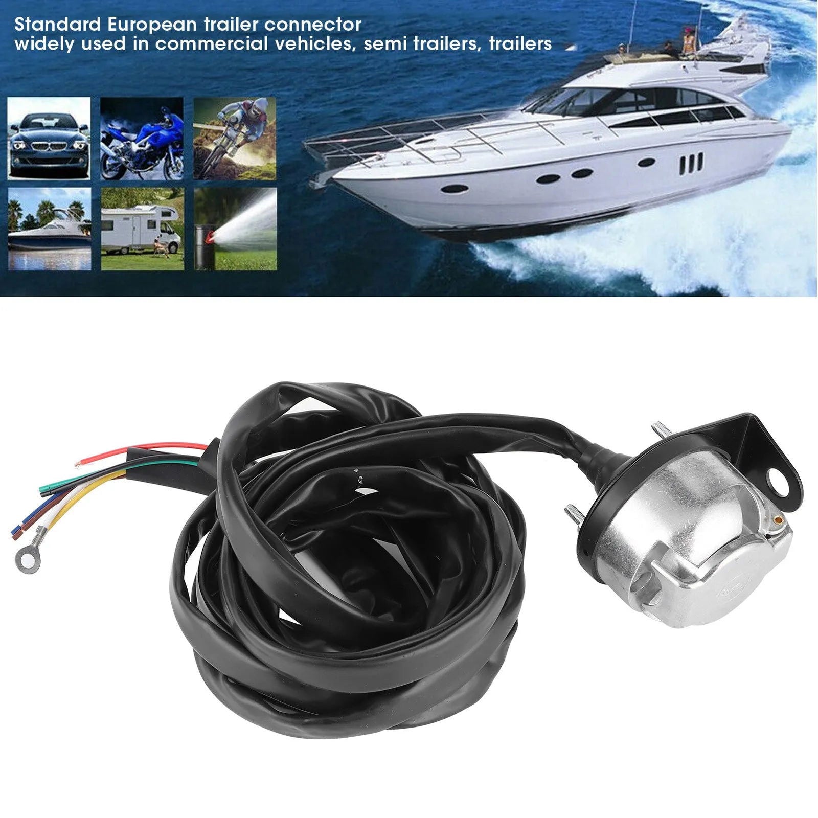 7 Pin RV LED Replacement Trailer Connector Socket Wiring Plug 2m Cable for Commercial Vehicles Semi Trailers RV Boat Accessories - Slobuy