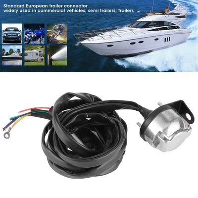 7 Pin RV LED Replacement Trailer Connector Socket Wiring Plug 2m Cable for Commercial Vehicles Semi Trailers RV Boat Accessories - Slobuy