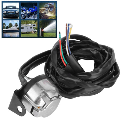 7 Pin RV LED Replacement Trailer Connector Socket Wiring Plug 2m Cable for Commercial Vehicles Semi Trailers RV Boat Accessories - Slobuy
