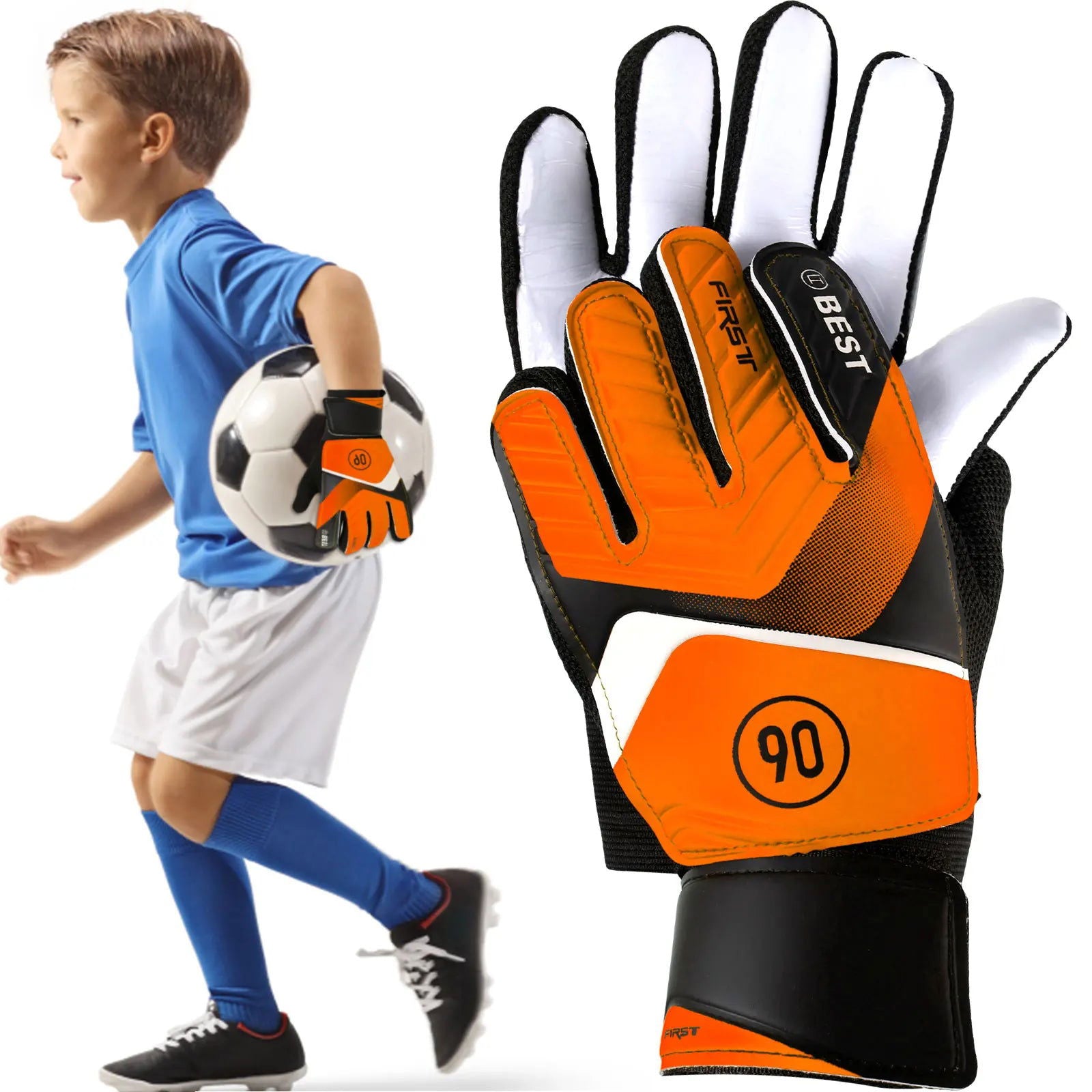 Kids Soccer Goalie Gloves 5/6/7 Size Latex Kids Football Goalkeeper Gloves Anti-Slip Youth Sports Full Finger Protection Gloves - Slobuy