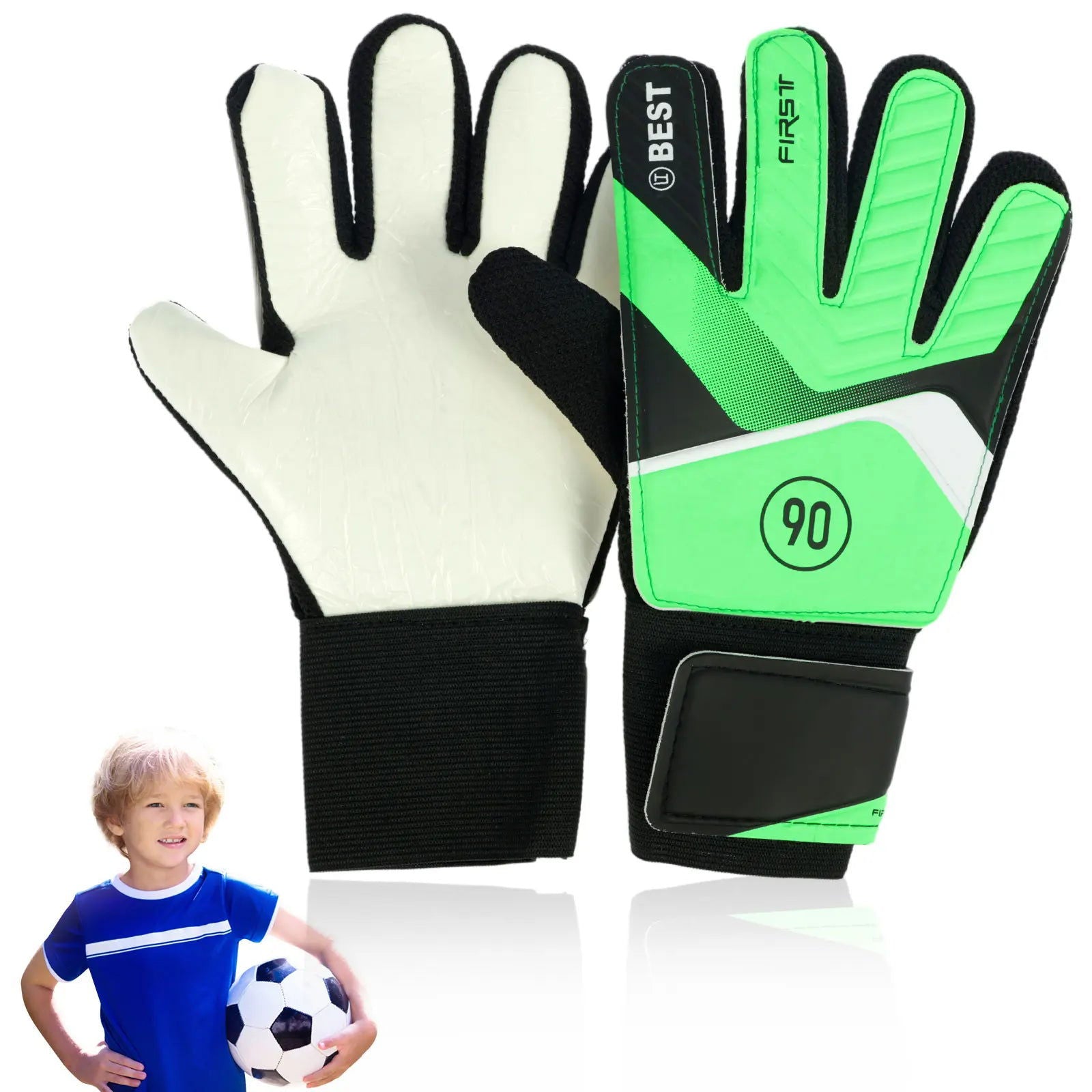 Kids Soccer Goalie Gloves 5/6/7 Size Latex Kids Football Goalkeeper Gloves Anti-Slip Youth Sports Full Finger Protection Gloves - Slobuy