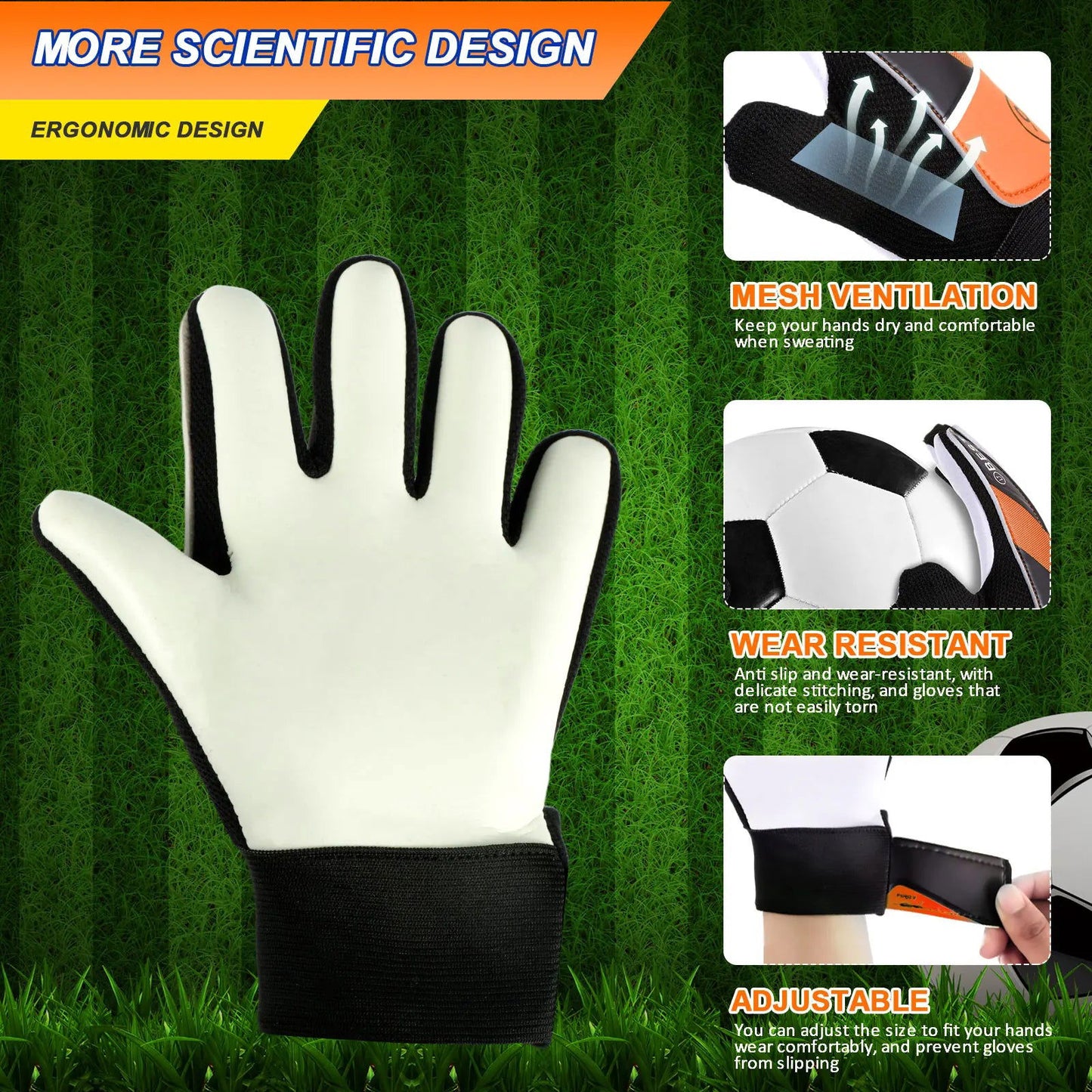 Kids Soccer Goalie Gloves 5/6/7 Size Latex Kids Football Goalkeeper Gloves Anti-Slip Youth Sports Full Finger Protection Gloves - Slobuy