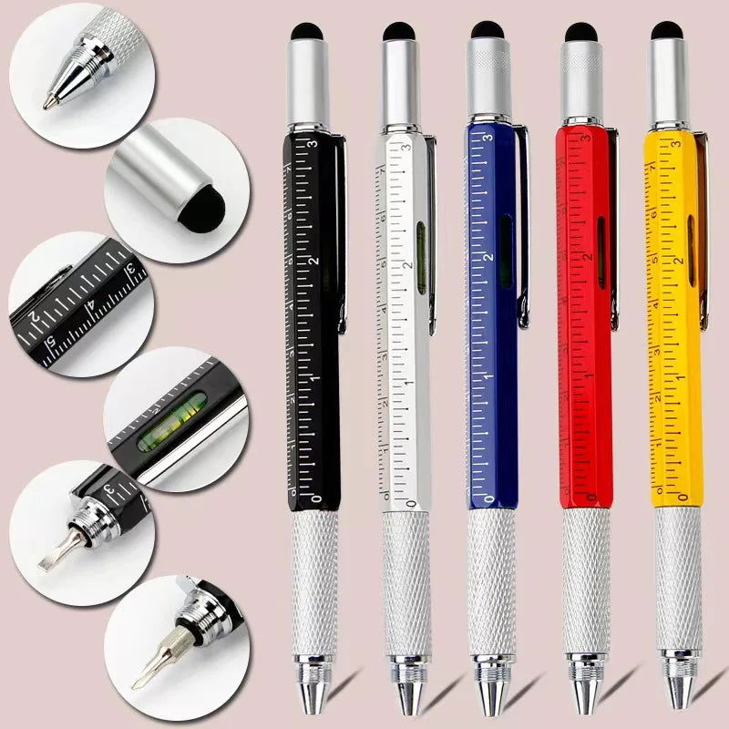 7 in1 Multifunction Ballpoint Pen With Modern Handheld Tool Measure Technical Ruler Screwdriver Touch Screen Stylus Spirit Level - Slobuy
