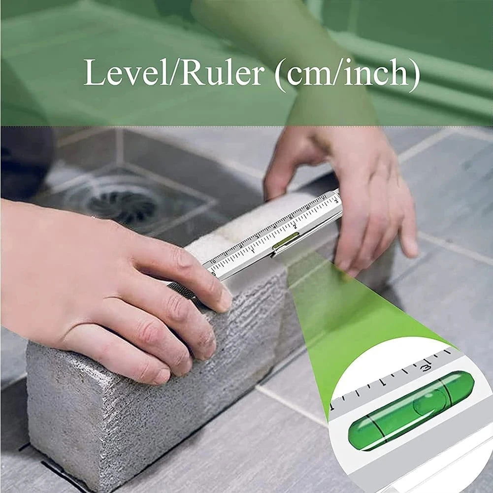 7 in1 Multifunction Ballpoint Pen With Modern Handheld Tool Measure Technical Ruler Screwdriver Touch Screen Stylus Spirit Level - Slobuy