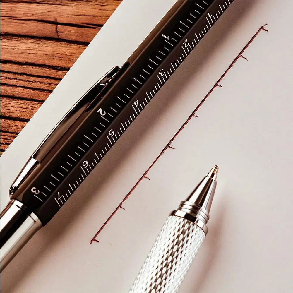 7 in1 Multifunction Ballpoint Pen With Modern Handheld Tool Measure Technical Ruler Screwdriver Touch Screen Stylus Spirit Level - Slobuy