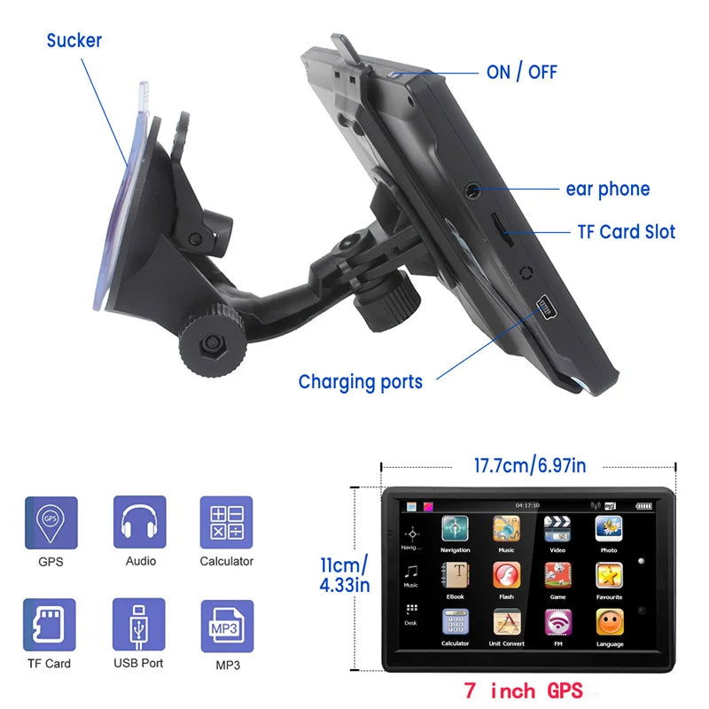 7 inch HD Touch Screen 800*480GPS Navigator Sunshade Satellite Navigation is Suitable For Various Types of Car Navigation Screen - Slobuy