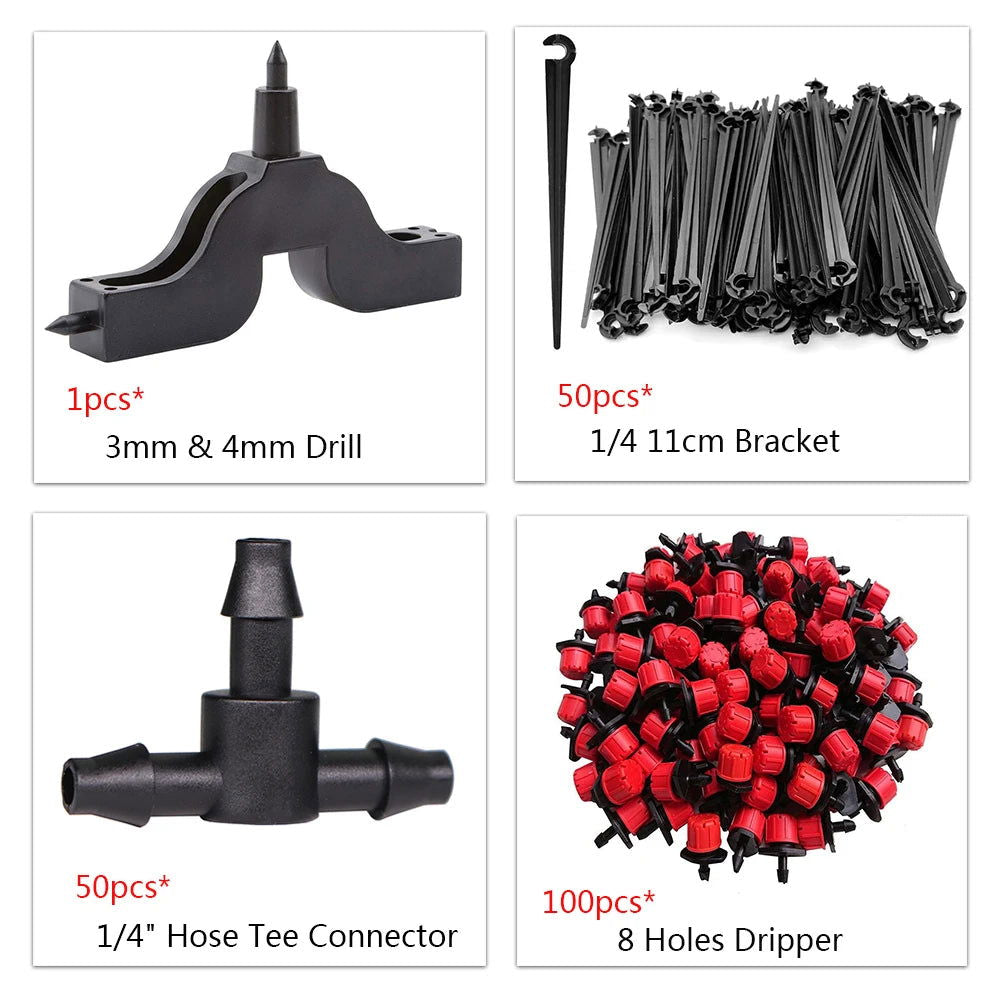 5-50m DIY 4/7mm PVC Garden Watering Garden Hose Micro Irrigation Pipe Drip Watering Kits with Adjustable Drippers Punch Tool - Slobuy