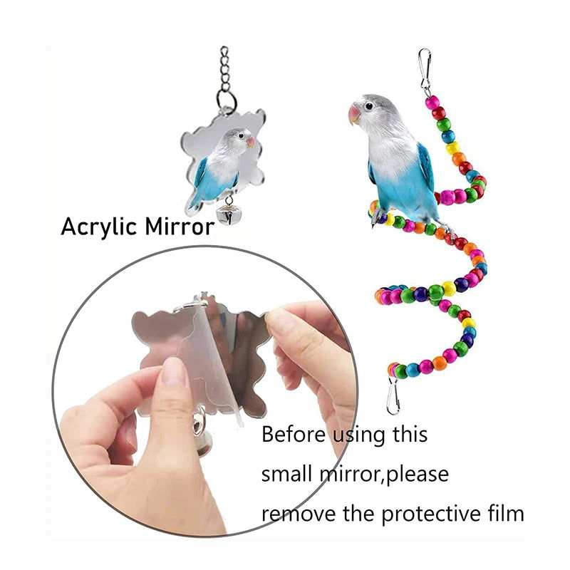 7pcs Pack Wood Parrot Toys Bird Toy Cage Bird Accessories  Swing Suspension Bridge Ball Cage Bells Pet Supplies Set - Slobuy