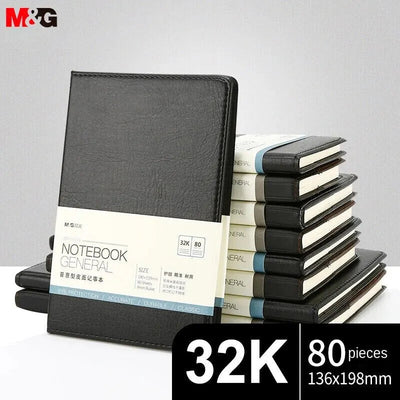 M&G Stationery 32K/80 Black Office Notebooks, Meeting Leather-bound Notebooks, Inclusive Diaries, Business Notepads - Slobuy