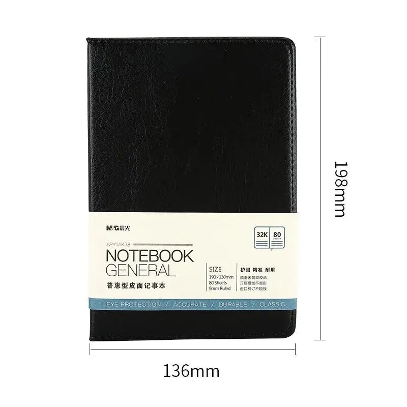 M&G Stationery 32K/80 Black Office Notebooks, Meeting Leather-bound Notebooks, Inclusive Diaries, Business Notepads - Slobuy