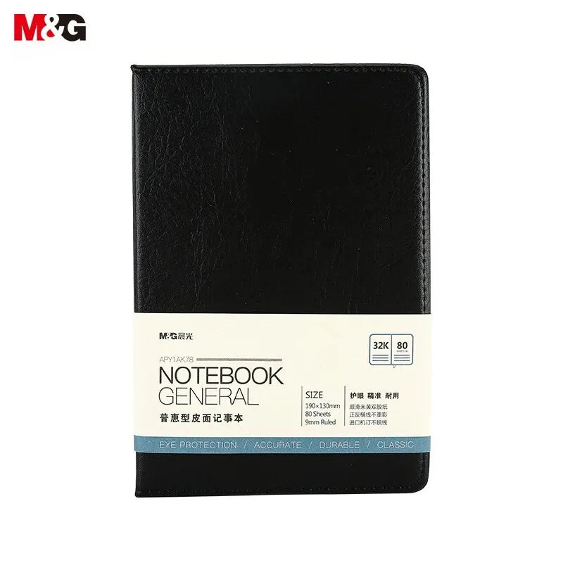 M&G Stationery 32K/80 Black Office Notebooks, Meeting Leather-bound Notebooks, Inclusive Diaries, Business Notepads - Slobuy