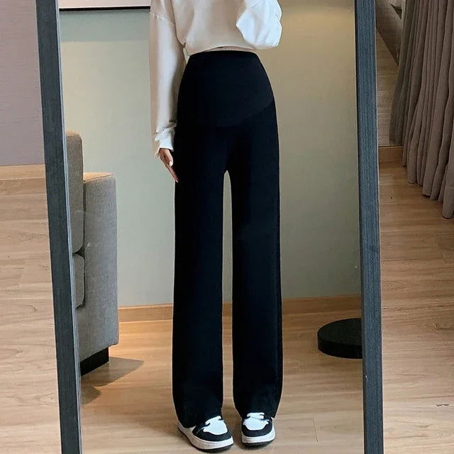 826# Autumn Fashion Maternity Long Straight Pants Wide Leg Loose Belly Trousers Clothes for Pregnant Women Pregnancy Clothing - Slobuy