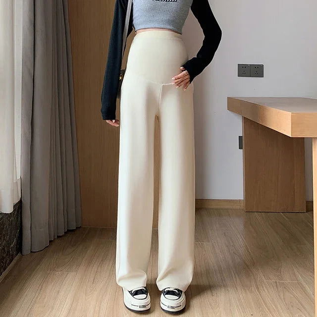 826# Autumn Fashion Maternity Long Straight Pants Wide Leg Loose Belly Trousers Clothes for Pregnant Women Pregnancy Clothing - Slobuy