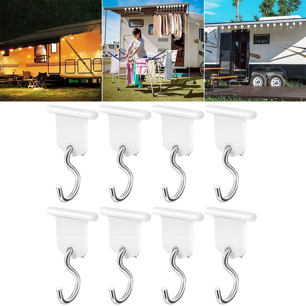 8PCS Camping Awning Hooks Clips RV Tent Hangers Light Hangers For Caravan Camper Awning Accessory Hooks Wide Range Space Saving - Slobuy