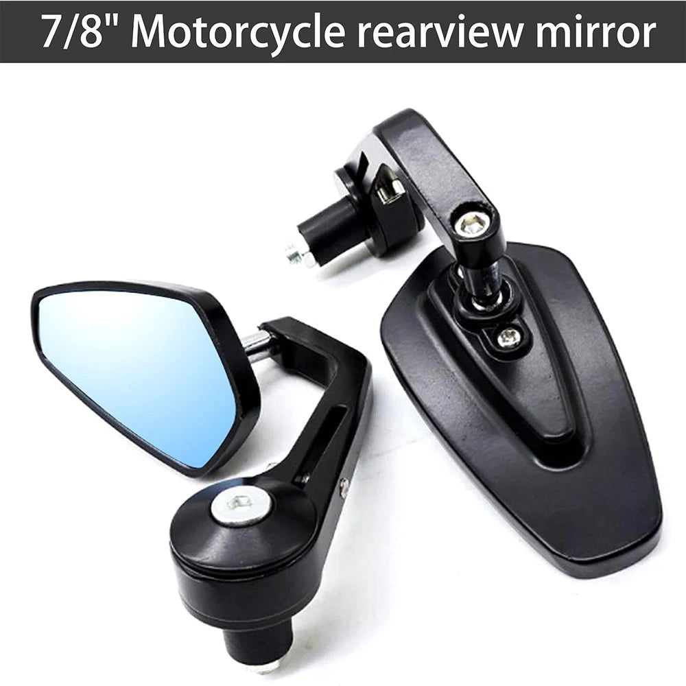 2x 7/8" 20mm Motorcycle Rear View Mirrors Anti-Glare HD Motorbike Handlebar End Side Mirror for Scooters ATV Bike Motorcycles - Slobuy
