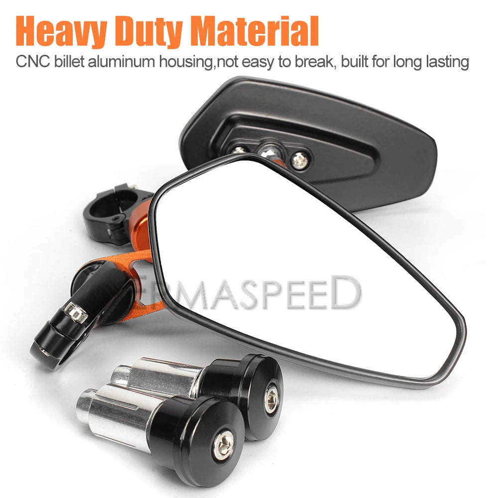 7/8" 22mm CNC Motorcycle Rearview Mirrors Universal Clear Glass Scooter Bar End Handlebar Mirror Rear View Mirror Accessories - Slobuy