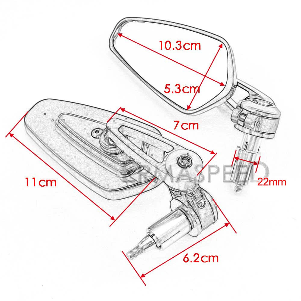7/8" 22mm CNC Motorcycle Rearview Mirrors Universal Clear Glass Scooter Bar End Handlebar Mirror Rear View Mirror Accessories - Slobuy