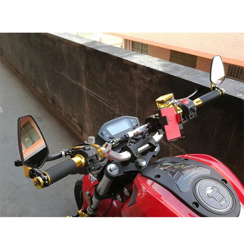 1 Pair 7/8" 22mm Motorcycle Aluminum Bar End Side Rearview Mirror Universal Motorbike Bike Handlebar Rear View Mirrors - Slobuy